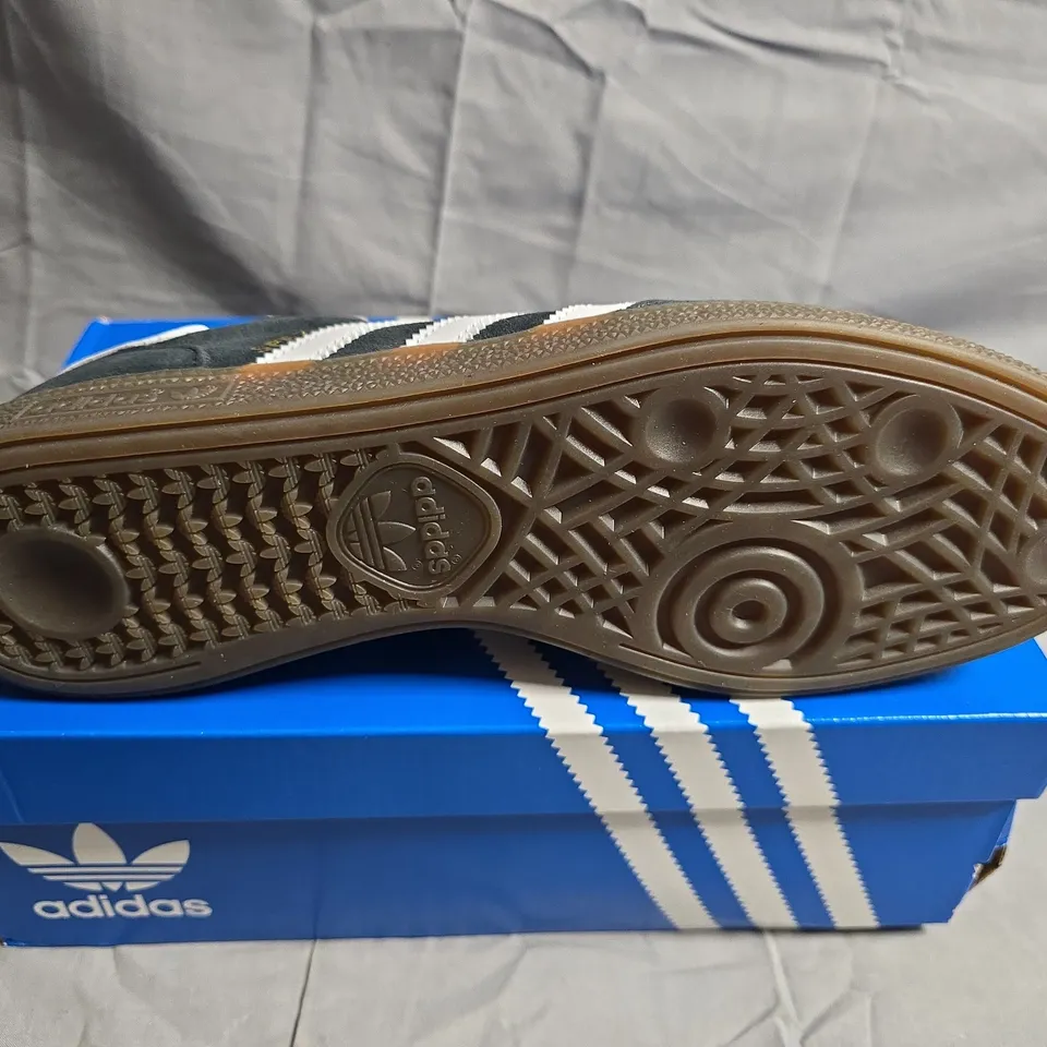 ADIDAS HANDBALL SPEZIAL SNEAKERS – BLACK SUEDE WITH WHITE STRIPES, UK 11 (DB3021)
