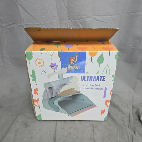 SWISSPACK ULTIMATE LONG HANDLED DUSTPAN & BRUSH SET, BOXED