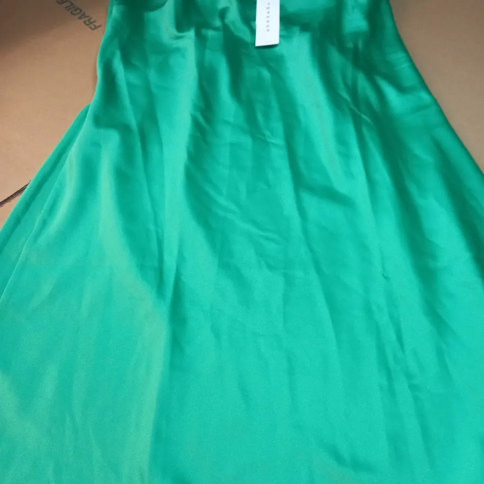 TOPSHOP VIBRANT GREEN SATIN SLIP DRESS - SIZE 14