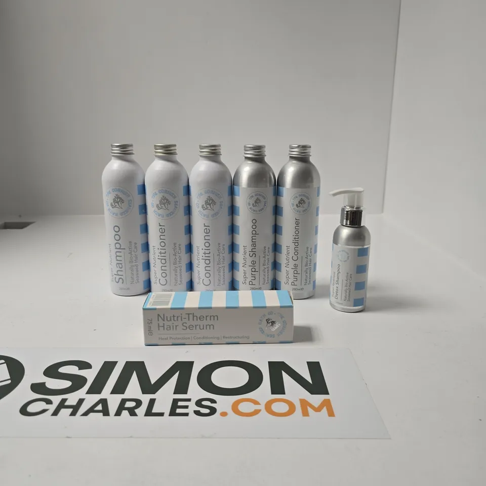 THE CORNISH SEAWEED BATH CO HAIR CARE SET: SHAMPOO, CONDITIONER BOTTLES & HAIR SERUM (75 ML)