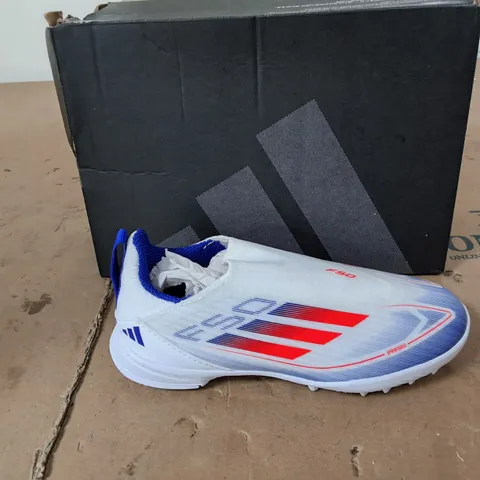 BOXED PAIR OF ADIDAS F50 LEAGUE LL TF J FOOTBALL BOOTS UK 11K 