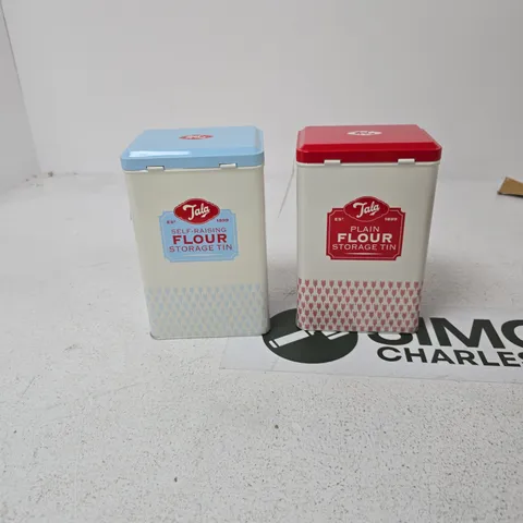 TALA FLOUR STORAGE TIN SET OF 2 – SELF-RAISING (BLUE LID) & PLAIN FLOUR (RED LID)