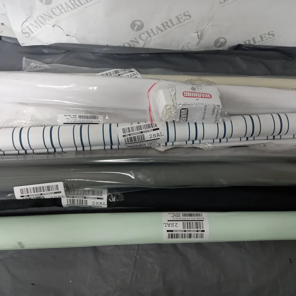 A SELECTION OF 8 ROLLER BLINDS IN VARIOUS COLOUR AND SIZES  -COLLECTION ONLY-