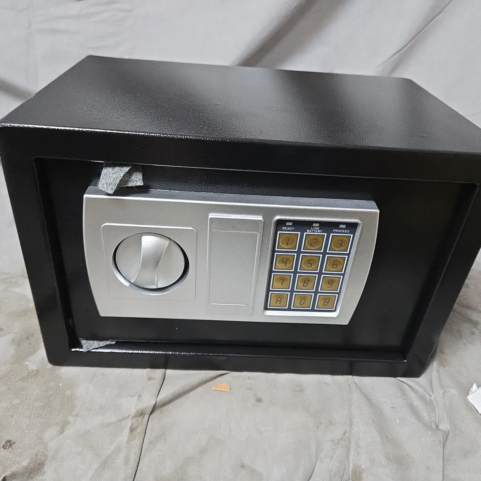 ELECTRONIC SAFE WITH KEYPAD & DIAL LOCK – BLACK METAL SAFE