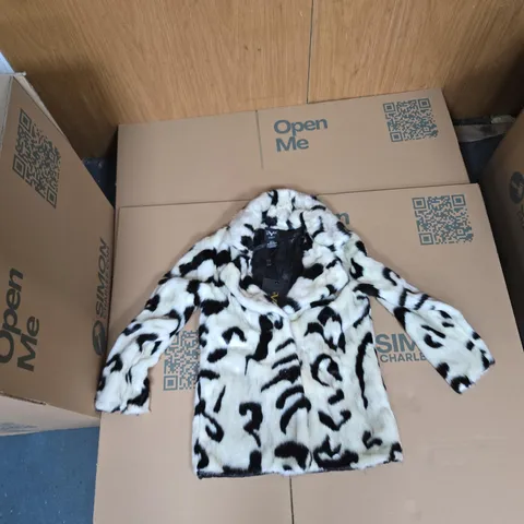 VERSACE 1969 PELLICCIA ZEBRA PRINT FUR COAT – SIZE S