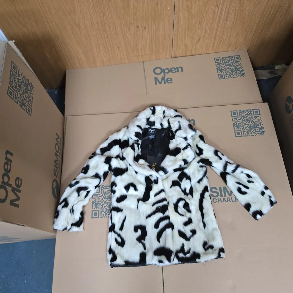 VERSACE 1969 PELLICCIA ZEBRA PRINT FUR COAT – SIZE S