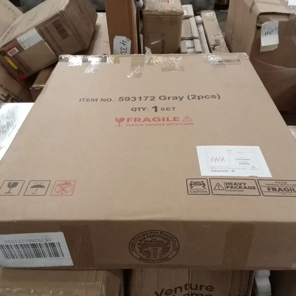 BOXED SET OF 2 YAHEETECH GARDEN CHAIRS - GREY (1 BOX)