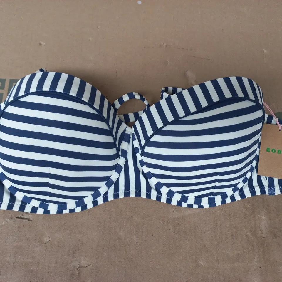 BODEN RHODES CUP-SIZE BIKINI TOP IN BLUE STRIPE SIZE 34E