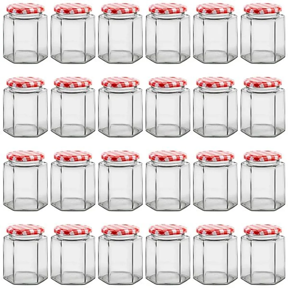 BOXED HEFTMAN HEXAGONAL JAM JARS 250ML - 24 PACK (1 BOX)