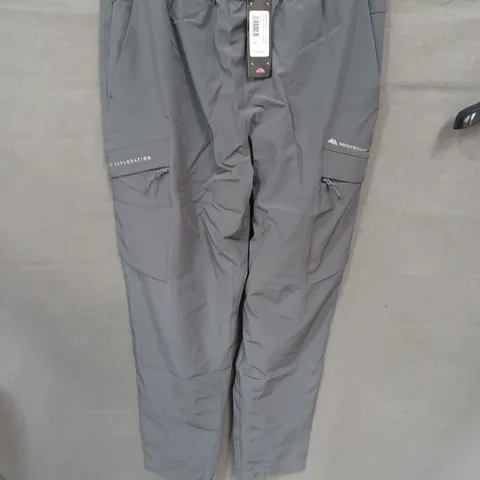 MOUTAINE RUNNING PANTS – GREY, SIZE L, WITH ZIPPED THIGH POCKETS (TAG ATTACHED)