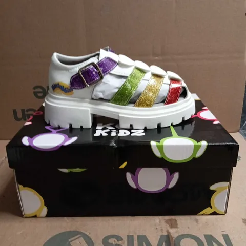 KOI KIDZ TELETUBBIES GLITTER TRUMPETS SANDALS WHITE MULTI SIZE 10