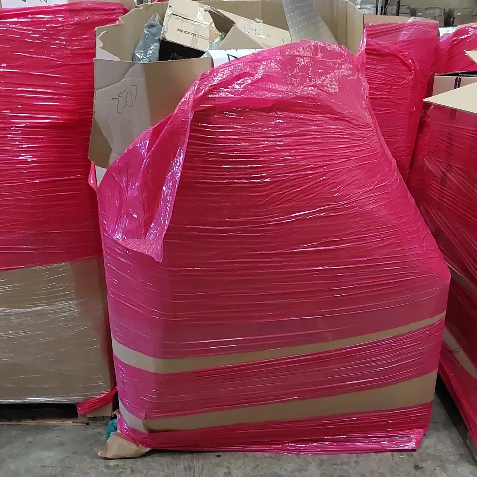 PALLET OF ASSORTED ITEMS INCLUDING: RICE COOKER, PET GROOMING DRYER, UMBRELLA, STRIP LIGHT FIXTURE, POP UP SPORTS GOAL