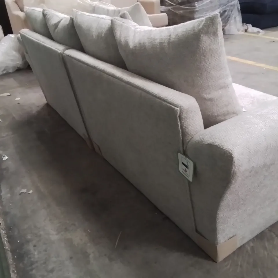 QUALITY DESIGNER CREAM 3 SEATER FABRIC UPHOLSTERED SOFA