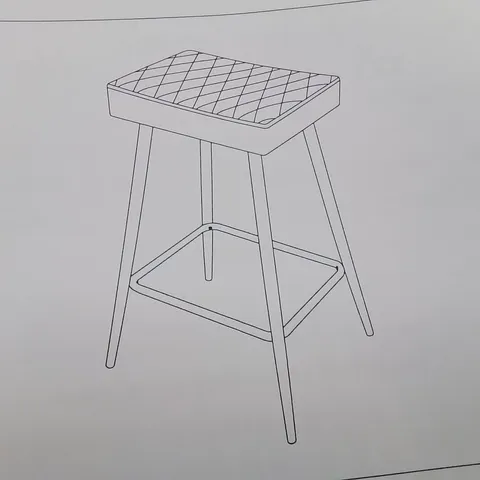 BOXED SET OF 4 GREY UPHOLSTERED KITCHEN STOOLS