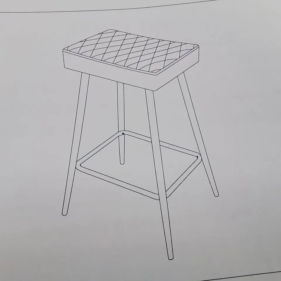 BOXED SET OF 4 GREY UPHOLSTERED KITCHEN STOOLS