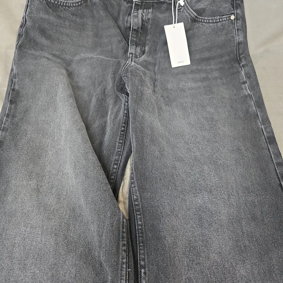 MNG MID WAIST REGULAR FIT STRAIGHT JEANS IN BLACK SIZE UK 16