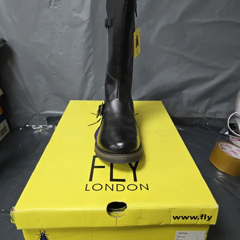 FLY LONDON WOMENS MES 2 BUCKLE BOOTS - BLACK - SIZE 7