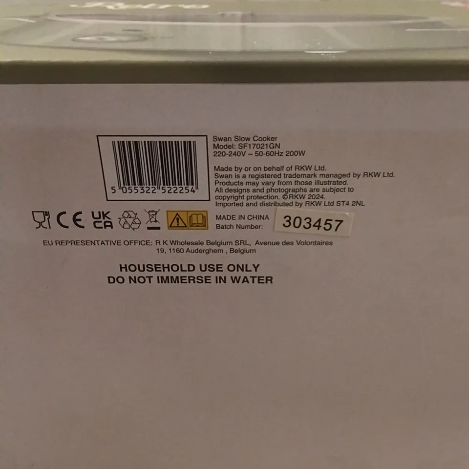 BOXED SWAN SLOW COOKER GREEN / CREAM - SF17021GN