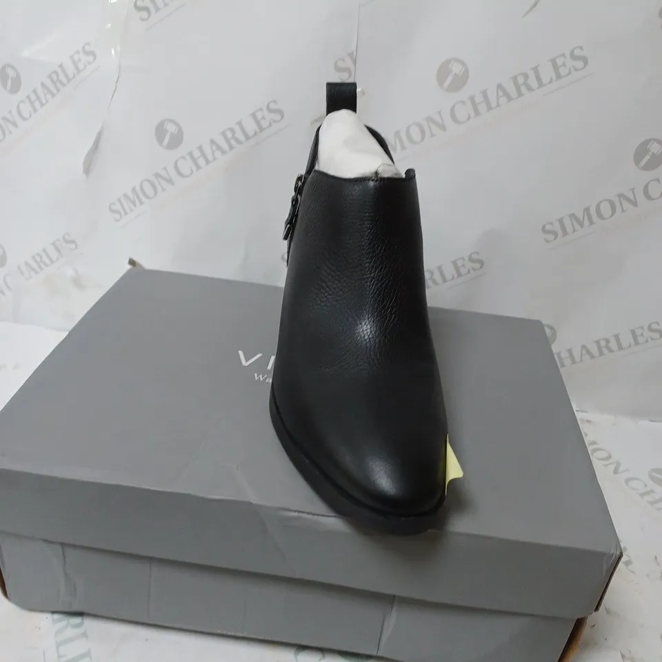 BOXED PAIR VIONIC "CECILY" ANKLE BOOTS IN BLACK, UK SIZE 6