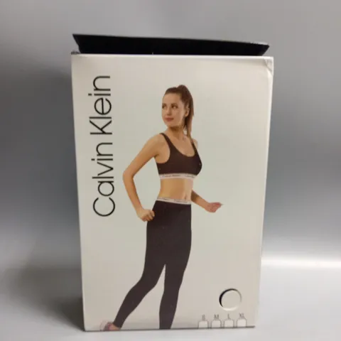 BOXED CALVIN KLEIN LADIES LEGGINGS AND CROP TOP SET BLACK MEDIUM