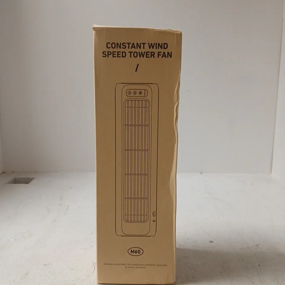 TOWER FAN M60 – CONSTANT WIND SPEED, GREY WITH BLUE GRILLE (BOXED)