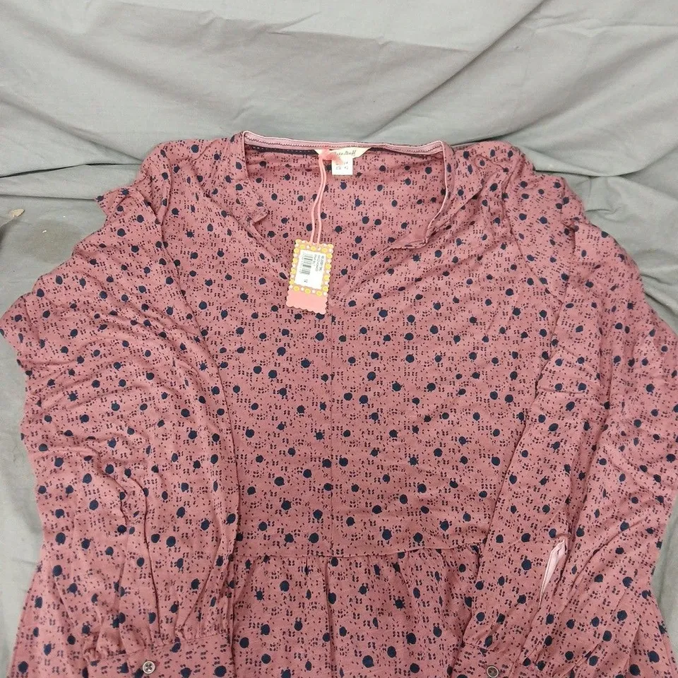 THE WHITE STUFF IRIS JERSEY TUNIC LONG SLEEVED TOP - PINK MULTI - SIZE 14