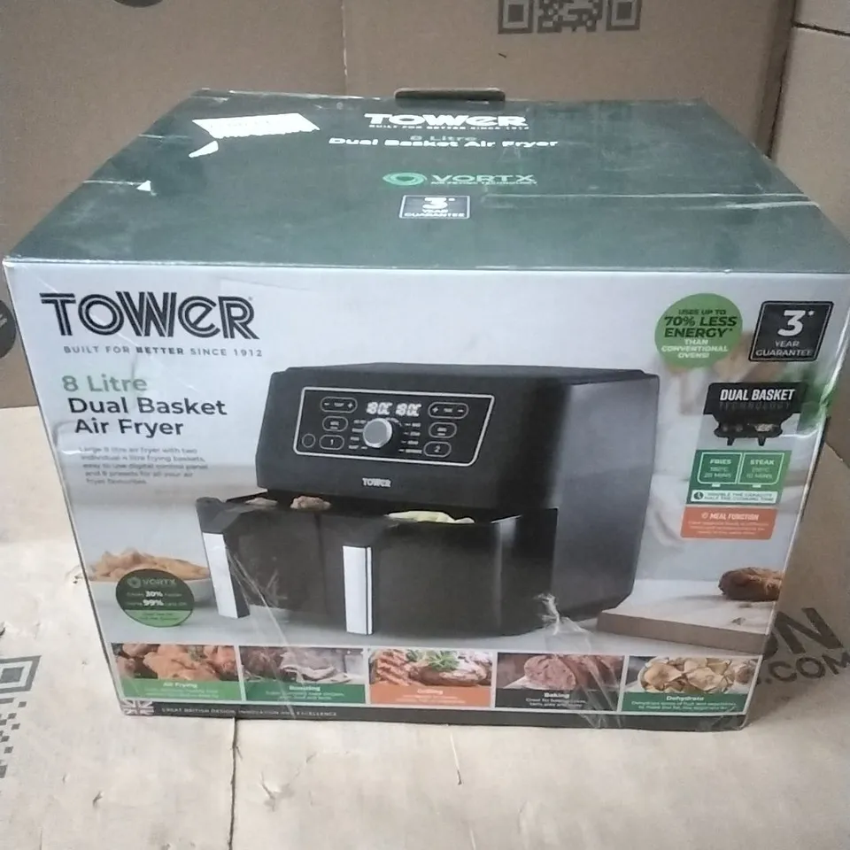 TOWER ELITE 8 LITRE DUAL BASKET AIR FRYER T17194