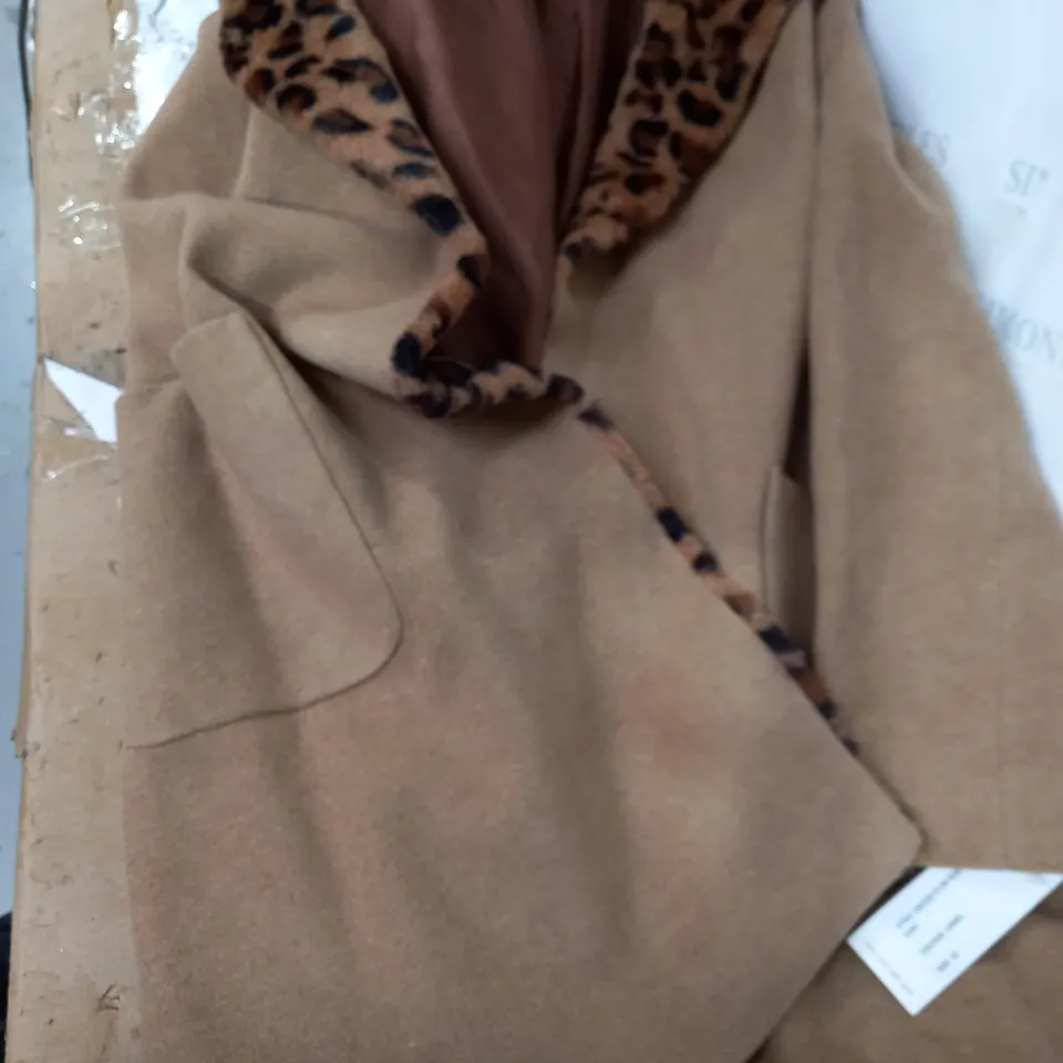 HELENE BERMAN LONDON EDGE COLAR COAT IN CAMEL - SIZE 12