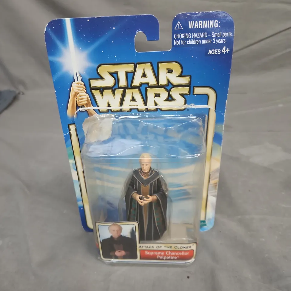 STAR WARS SUPREME CHANCELLOR PALPATINE ACTION FIGURE – ATTACK OF THE CLONES, BLISTER-PACKAGED-DAMAGE TO PACKAGING