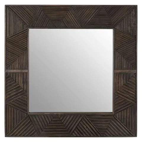 BOXED SAIRA WALL MIRROR, BROWN, GLASS, WOOD