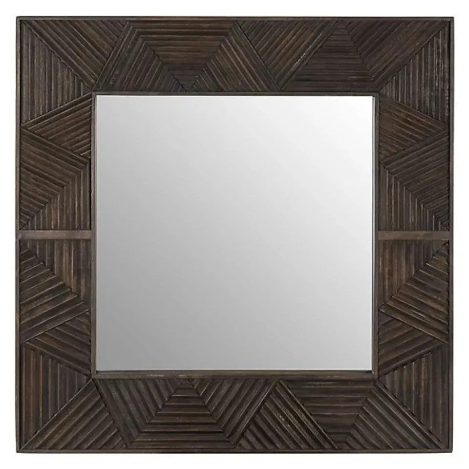 BOXED SAIRA WALL MIRROR, BROWN, GLASS, WOOD