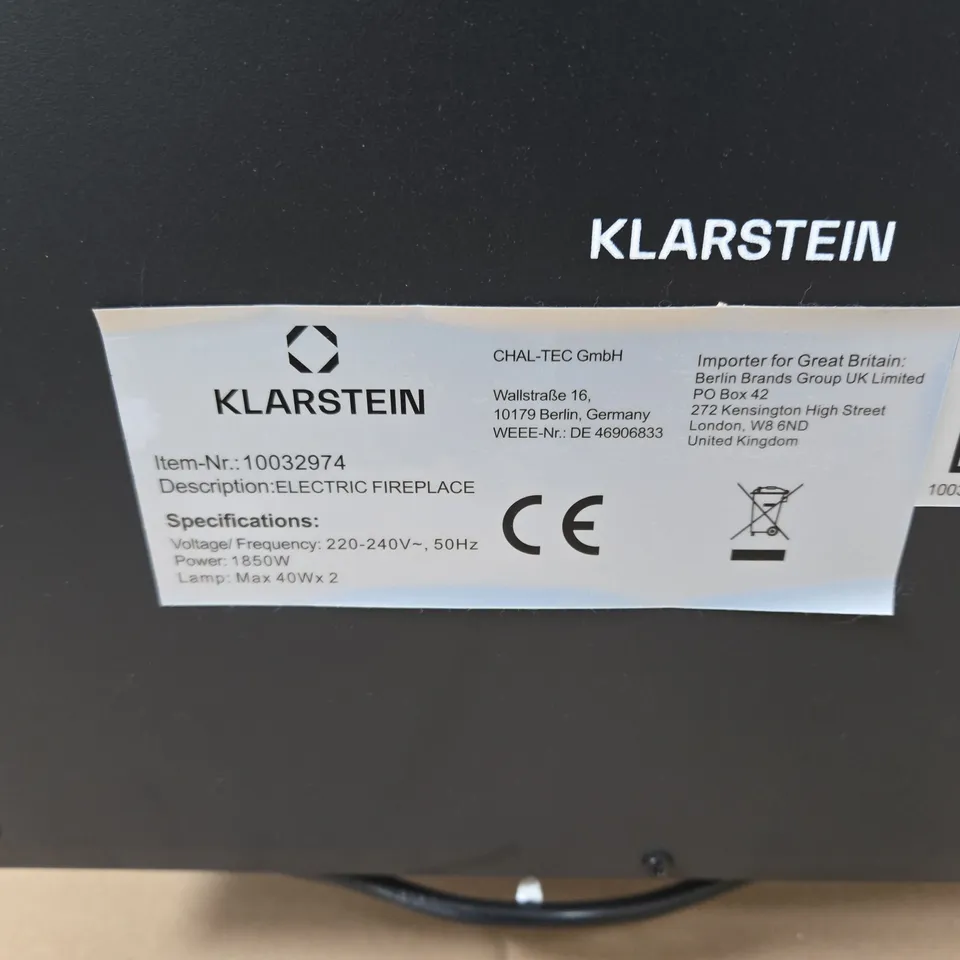 KLARSTEIN ELECTRIC FIREPLACE – WHITE, 1850W, 2X40W LAMPS