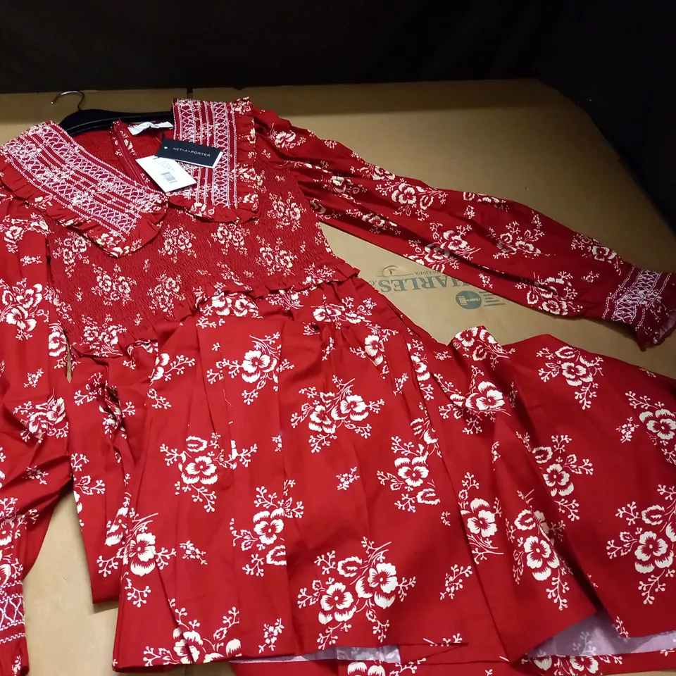 NET-A-PORTER SMOCKED DRESS IN RED - S