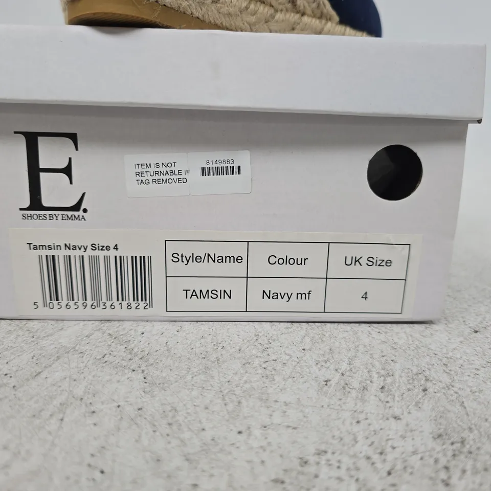 SHOES BY EMMA TAMSIN NAVY SHOES UK 4 BOXED