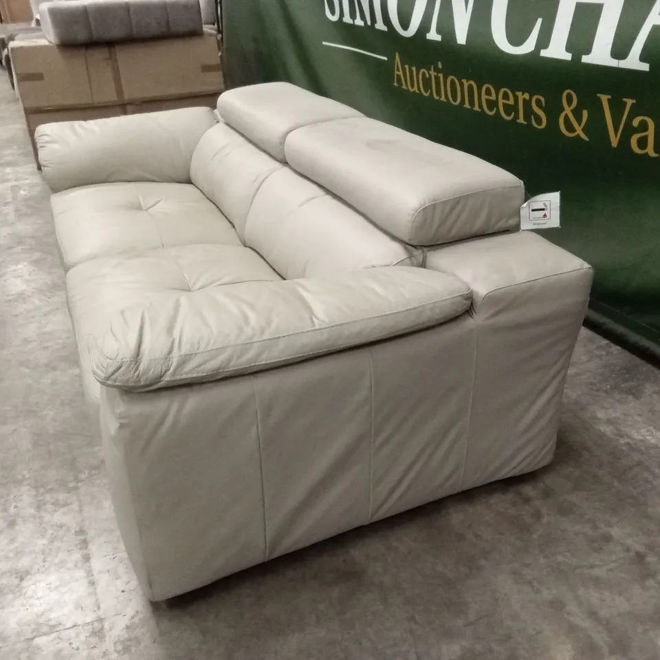 BRADY 100% PREMIUM LEATHER 3 SEATER SOFA - PEBBLE GREY RRP £1149