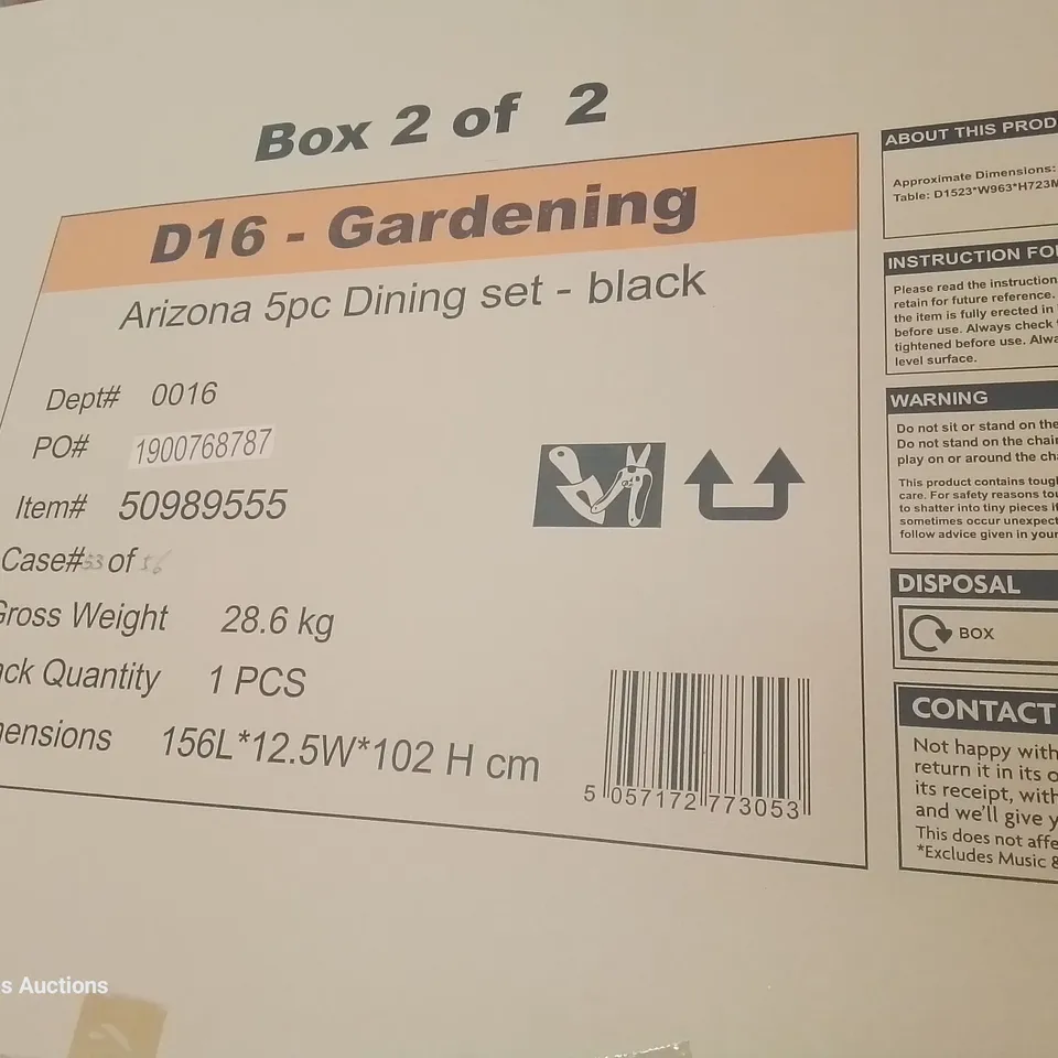 BOXED BRAND NEW ARIZONA PATIO DINING TABLE