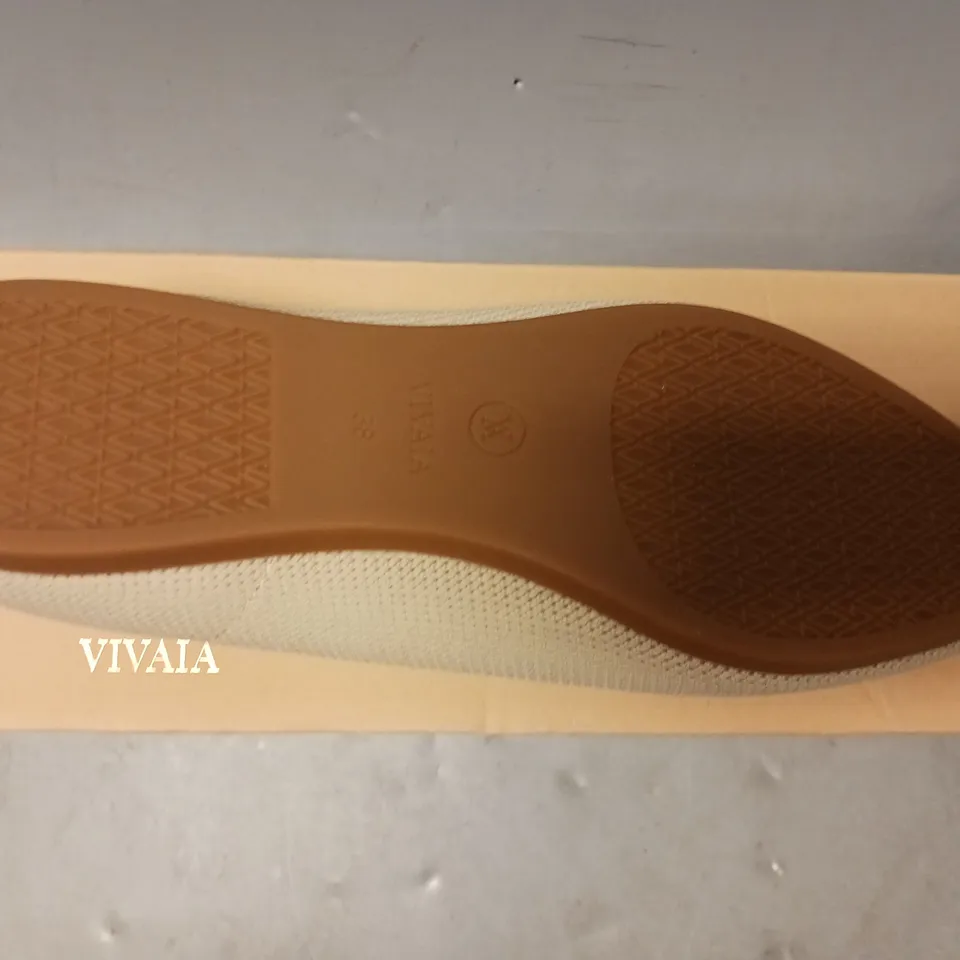 BOXED PAIR OF VIVAIA POINTED TOE SLIP-ON SHOES IN ALMOND EU SIZE 38