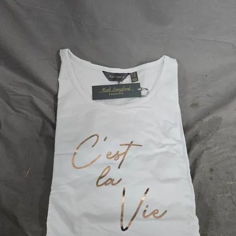RUTH LANGSFORD FASHION WHITE T‑SHIRT – C’EST LA VIE, UK 2XL