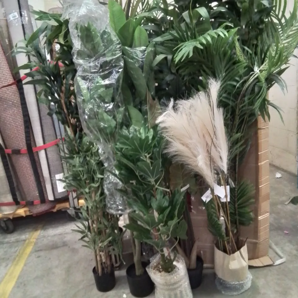 APPROXIMATELY 10 NEW FAUX FLOWERS AND SHRUBS