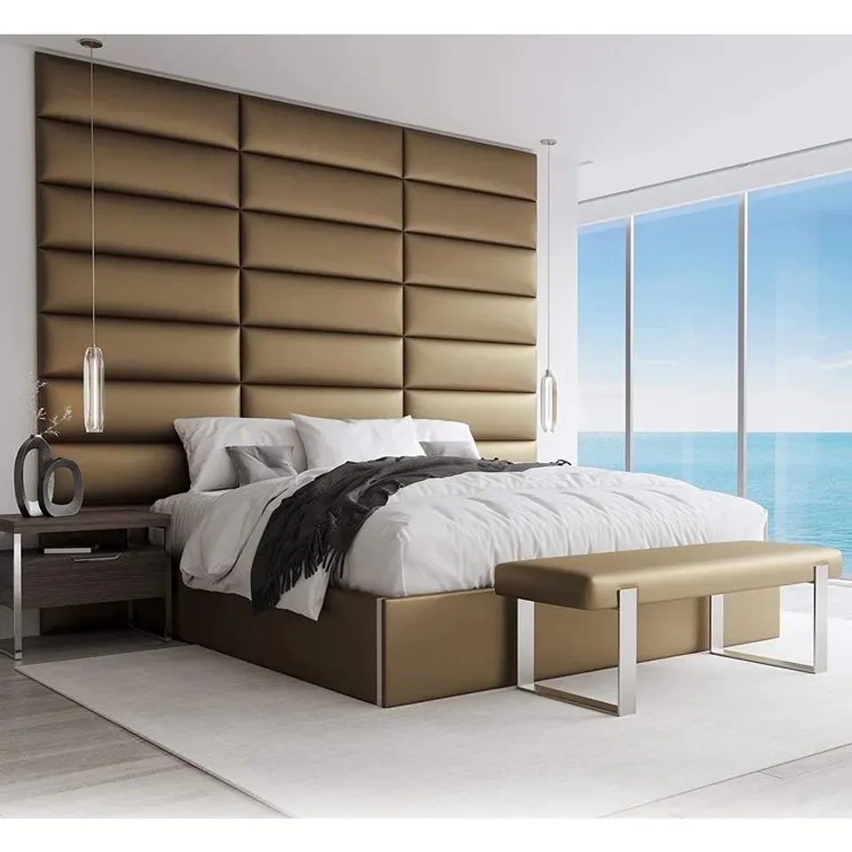BOXED GAREN EU SINGLE UPHOLSTERED HEADBOARD - METALLIC GOLD // SET OF 4 (1 BOX)