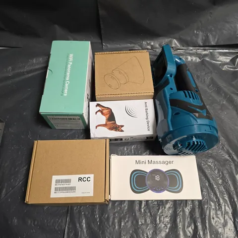 APPROXIMATELY 8 ASSORTED ELECTRICAL PRODUCTS TO INCLUDE WIFI CAMERA , MINI MASSAGER , ETC 