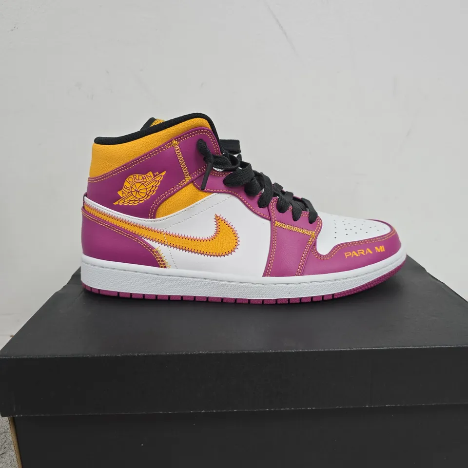 BOXED JORDAN AIR JORDAN 1, WHITE PINK YELLOW HIGH - SIZE UK 10 