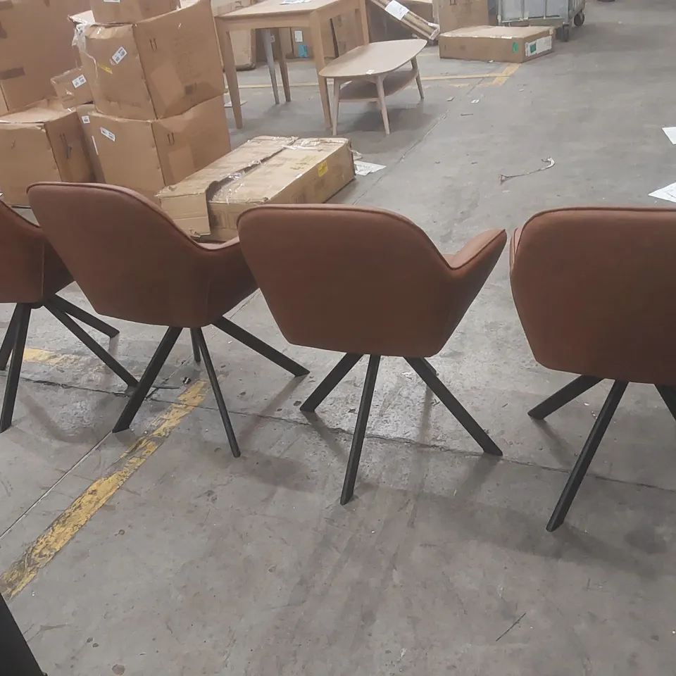 SET OF 4 48.5CM H VINTAGE FAUX LEATHER UPHOLSTERED DINING CHAIRS UPHOLSTERY COLOUR: LIGHT BROWN PU