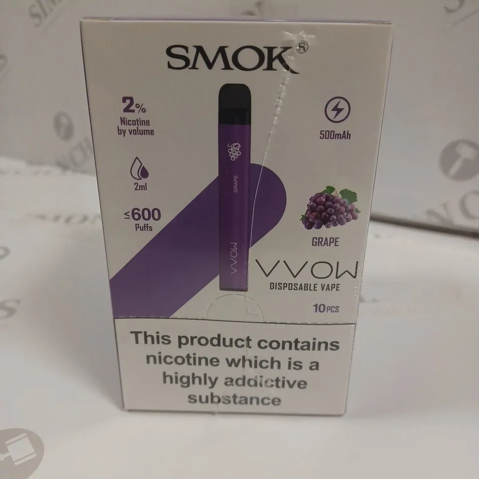 SEALED SMOK VVOW 10-PACK OF DISPOSABLE VAPES - GRAPE