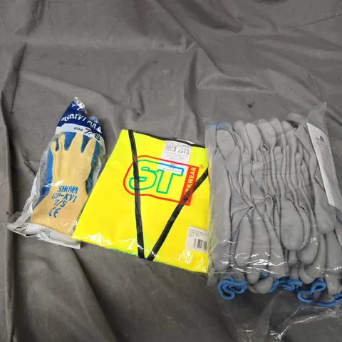 APPROXIMATELY 15 ASSORTED WORKWEAR CLOTHING PRODUCTS TO INCLUDE GLOVES & HI-VIS VESTS