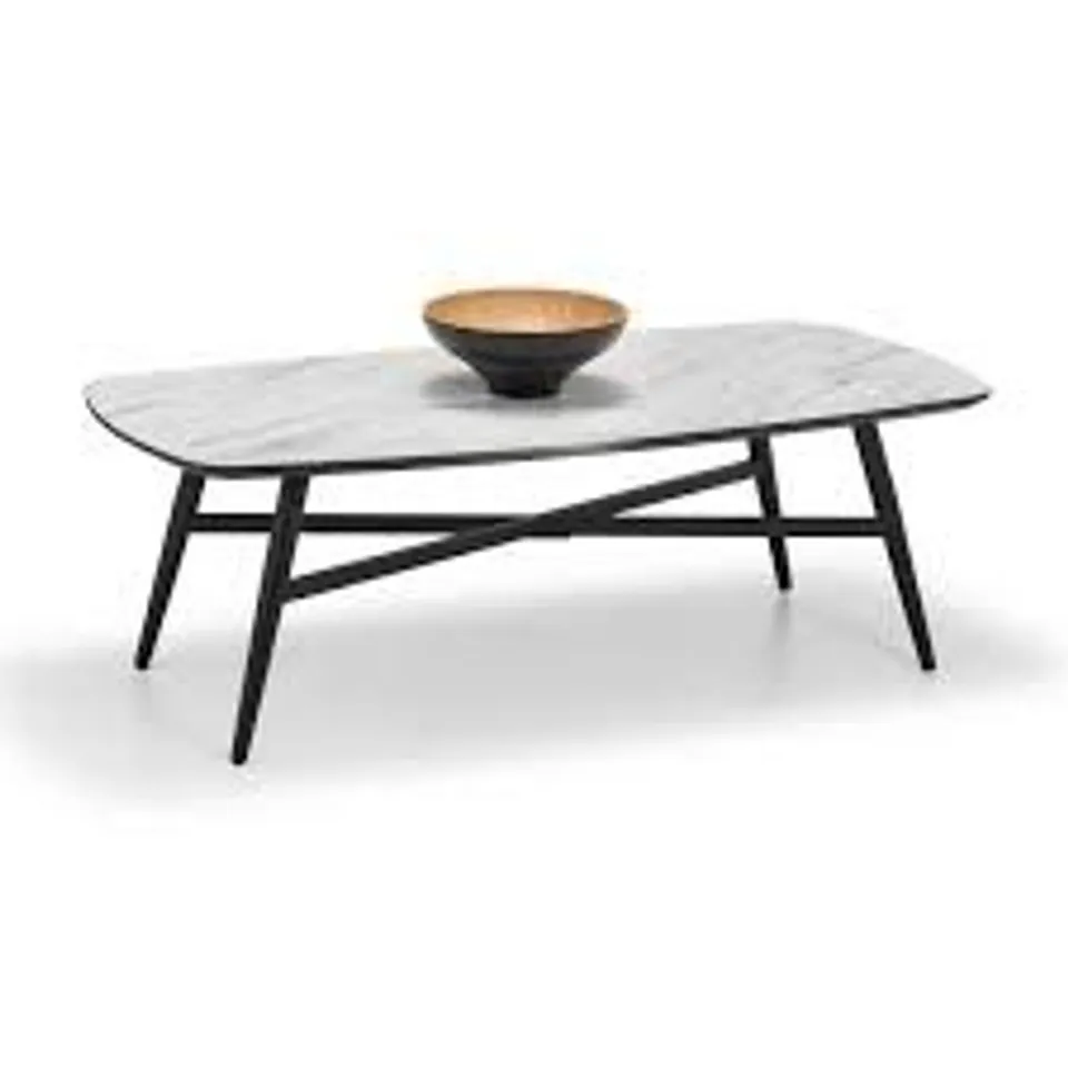 BOXED JULIAN BOWEN CARUSO MARBLE EFFECT COFFEE TABLE - BLACK (1 BOX)