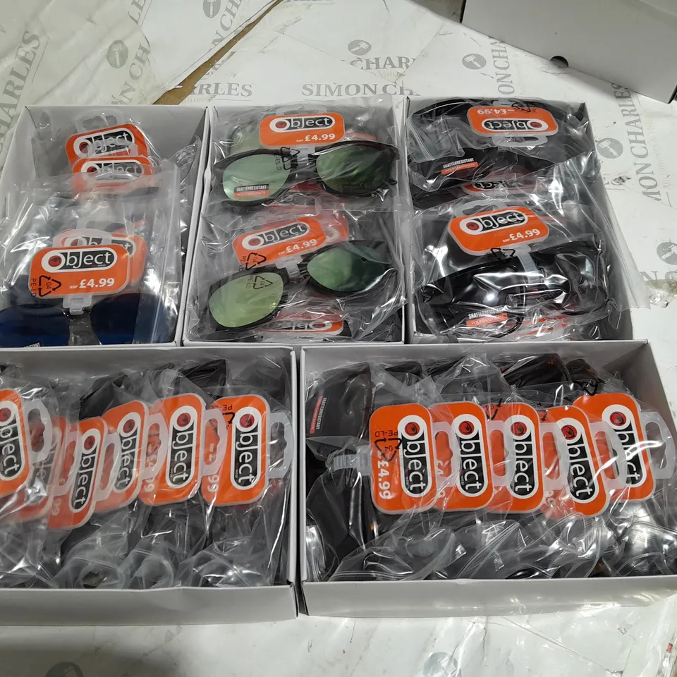 LOT OF 5 12-PACK BOXES OF ASSORTED SUNGLASSES 