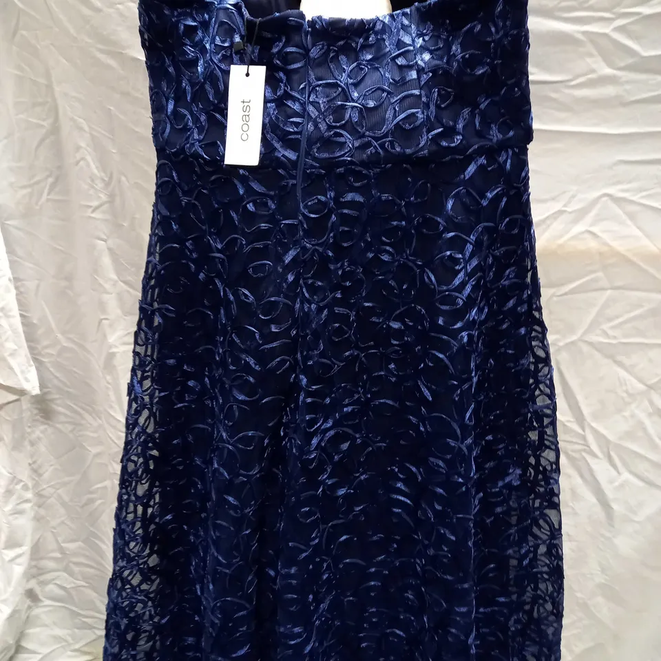 COAST SWEETHEART FIT & FLARE MIDI DRESS, NAVY - SIZE 14 