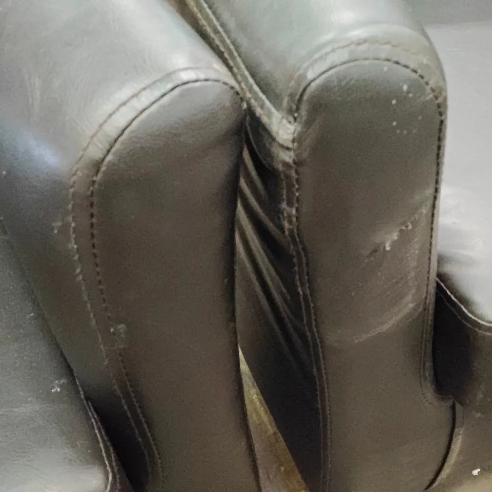 PAIR OF BLACK FAUX LEATHER TUB CHAIRS