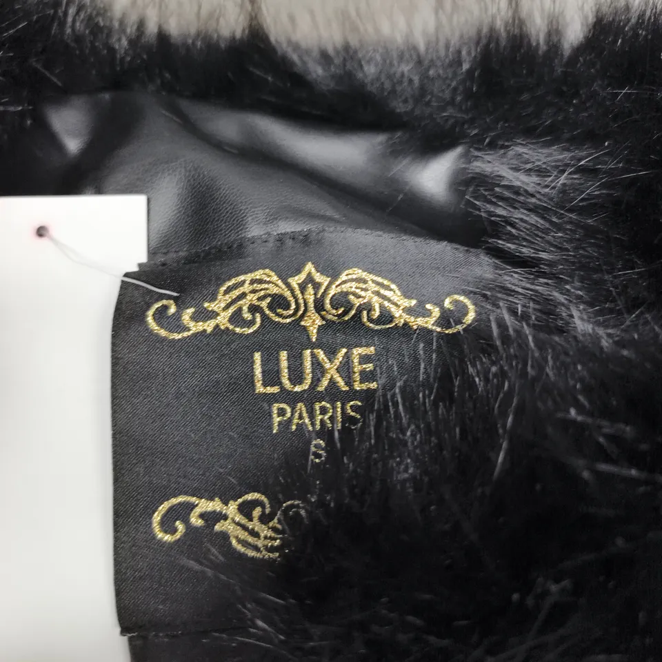 LUXE PARIS BLACK FUR COAT - WOMEN'S SIZE S